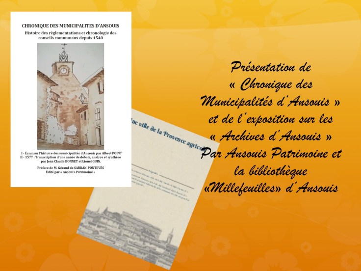 « Chronique des municipalités d’Ansouis » et « Archives d’Ansouis »